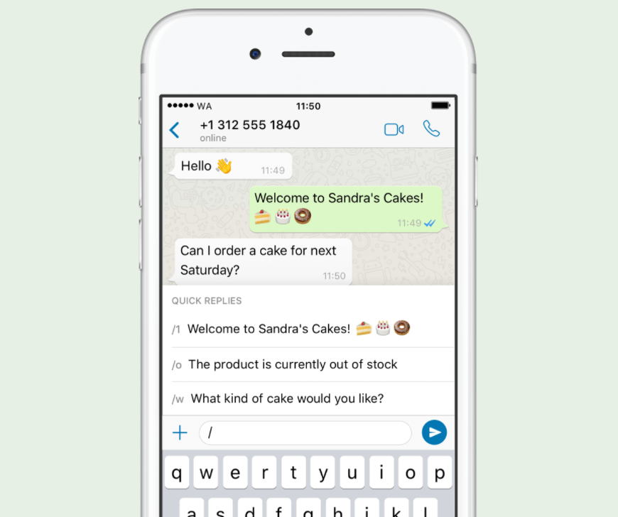 atalhos de mensagem no WhatsApp Business